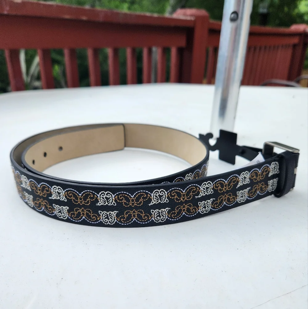 Women's Black Print Belt NEW Man Made Material Large